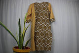 TLFABk-0005a/Ikkat Print/Brown Long Kurtis