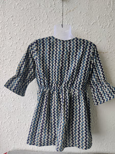 TLFAB-008b/Cruz Top with elastic/center string/Peplum Kurti
