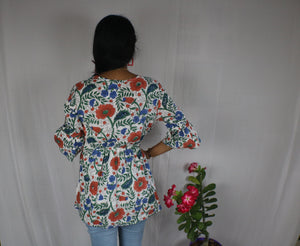 TLFAB-008a/Cruz Top with neck string & elastic/Peplum Kurti