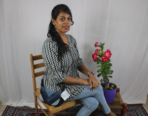 TLFAB-008b/Cruz Top with elastic/center string/Peplum Kurti