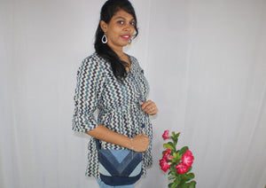 TLFAB-008b/Cruz Top with elastic/center string/Peplum Kurti