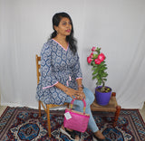 TLFAB-007a/Pink Lace Designer Kurtis with string