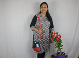 TLFABk-0005c/Ikkat Print-Black Long Kurtis