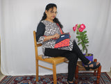 TLFABk-0005c/Ikkat Print-Black Long Kurtis