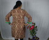 TLFABk-00011c/Kalamkari/Y neck/Brown Long Kurtis