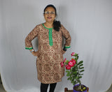 TLFABk-00011c/Kalamkari/Y neck/Brown Long Kurtis