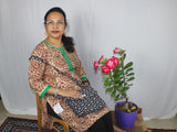 TLFABk-00011c/Kalamkari/Y neck/Brown Long Kurtis