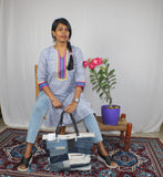 TLFABk-00010/Shalu Print/Jeans Blue Long Kurtis