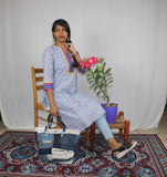 TLFABk-00010/Shalu Print/Jeans Blue Long Kurtis