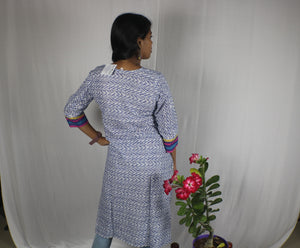TLFABk-00010/Shalu Print/Jeans Blue Long Kurtis