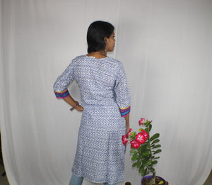 TLFABk-00010/Shalu Print/Jeans Blue Long Kurtis