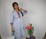 TLFABk-00010/Shalu Print/Jeans Blue Long Kurtis
