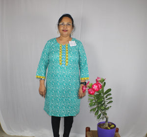 TLFABk-0004-Bird Flower Long Kurtis
