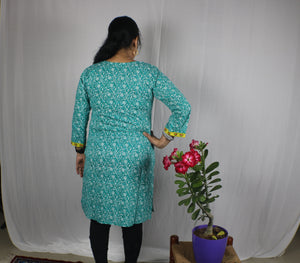 TLFABk-0004-Bird Flower Long Kurtis