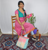 TLFABk-0007/Daisy Print/Green-pink/Long Kurtis
