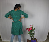 TLFABk-00012/Green Batik/V neck/Long Kurtis