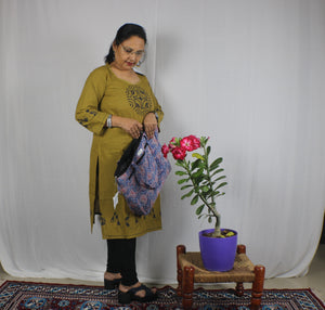 TLFABK-0001b/Cotton Worli Frame -Long kurti