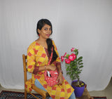 TLFABk-0009b/Block Print /V neck/Long Kurtis