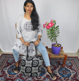 TLFABK-0001c/Cotton Worli Frame -Long kurti