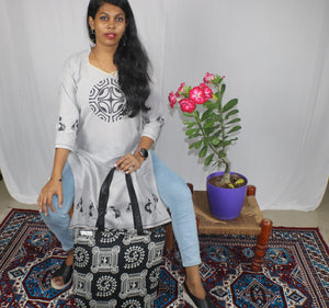 TLFABK-0001c/Cotton Worli Frame -Long kurti