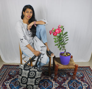 TLFABK-0001c/Cotton Worli Frame -Long kurti