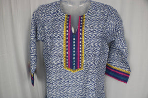 TLFABk-00010/Shalu Print/Jeans Blue Long Kurtis