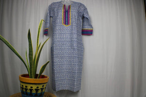 TLFABk-00010/Shalu Print/Jeans Blue Long Kurtis