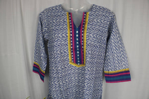 TLFABk-00010/Shalu Print/Jeans Blue Long Kurtis