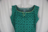 TLFABk-00013/Green Batik/Sleeveless/Button Long Kurtis