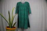 TLFABk-00012/Green Batik/V neck/Long Kurtis
