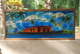 TLELI-Glass Painting: Waterfall valley & Houseboat at the backwater - Thalir Leed®