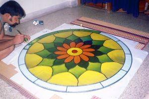 TLELI-Glass Painting ‘flower dining table’ - Thalir Leed®