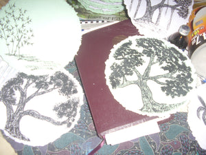 TLELI-Acrylic painting on handmade paper “Trees & life”(Framed) - Thalir Leed®