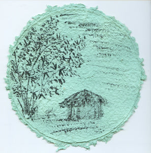 TLELI-Acrylic painting on handmade paper “Trees & life”(Framed) - Thalir Leed®