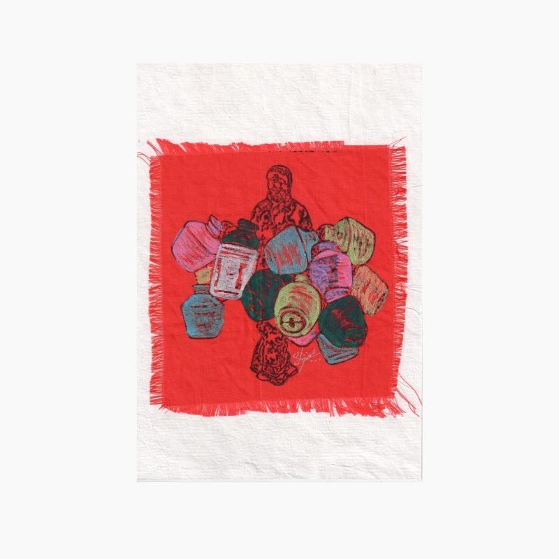 TLELI-Greeting Card: Acrylic on Silk cloth & paper - Thalir Leed®