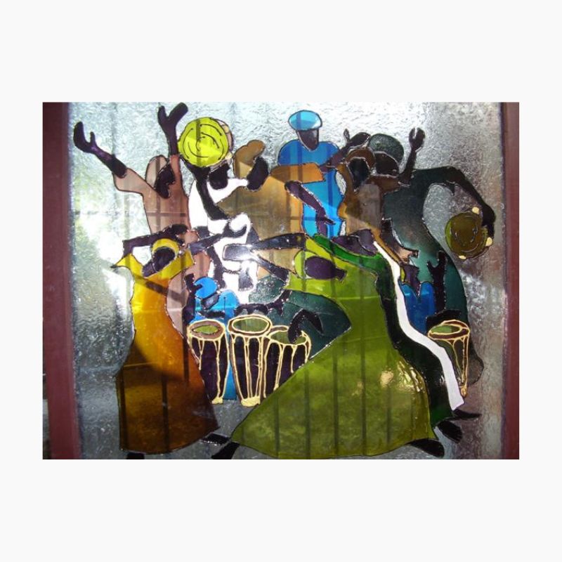 TLELI-Glass Painting ‘Village Activity’-library - Thalir Leed®