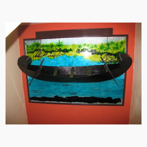TLELI-Glass Painting; ‘Boat & backwater ’ - Thalir Leed®